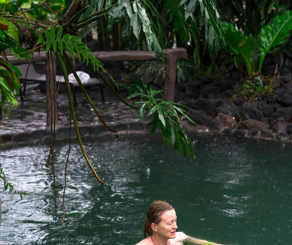 Guest relaxing in the Arenal hot springs