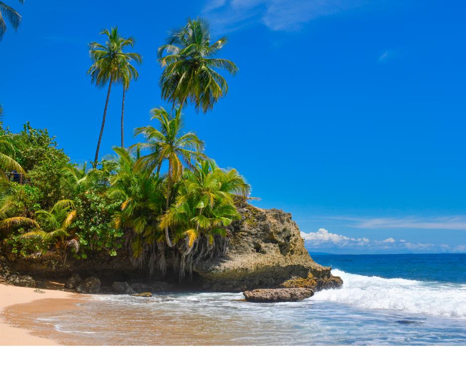 Cocles Beach with turquoise Caribbean water